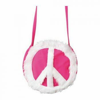 Orlob Peace Tasche Pink/Weiß Karneval Handtasche 70er Hippie
